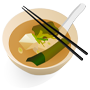 Ikona miski z zupą ramen i pałeczkami